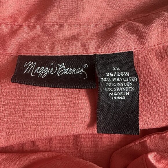 Maggie Barnes Shirt‎ Womens 3X Candy Pink Button Front 3/4 Sleeve Office Party - Picture 10 of 11